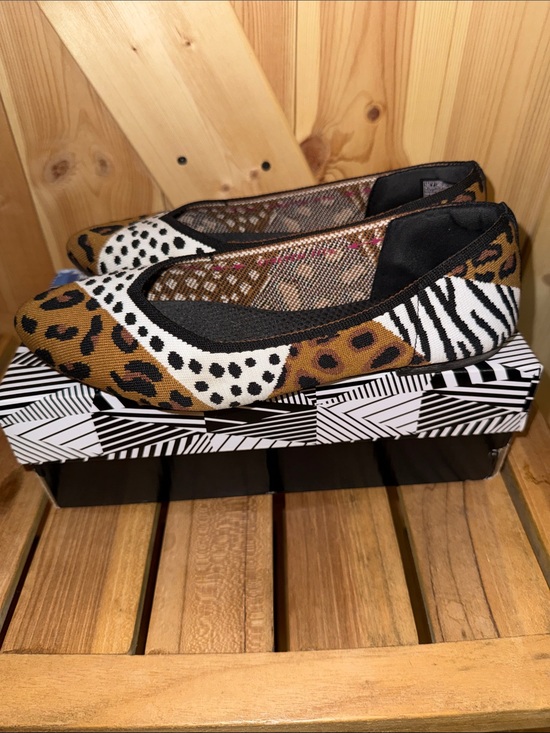 Skechers Shoes - Skechers Women's Animal Print Slip-On Flats in Brown and White